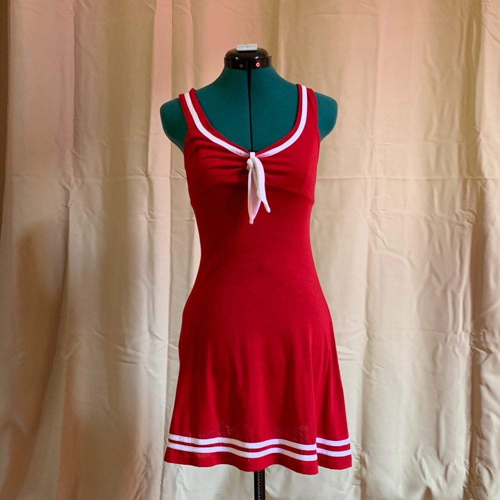 Red mini sailor inspired summer dress by Rock steady size M